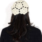 Handmade Crochet Lace Cap with Floral Appliques and Elegant Vintage-Inspired Design
