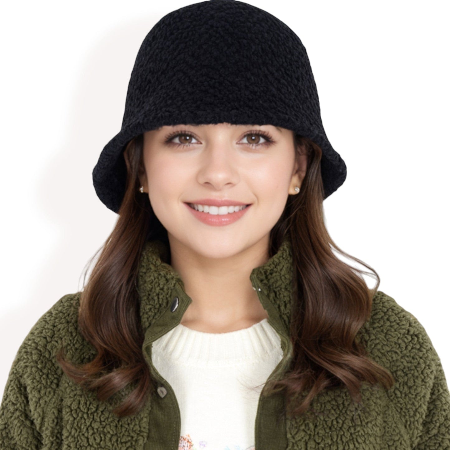 High Pile Fleece Bucket Hat with Soft Textured Fabric and Modern Casual Design