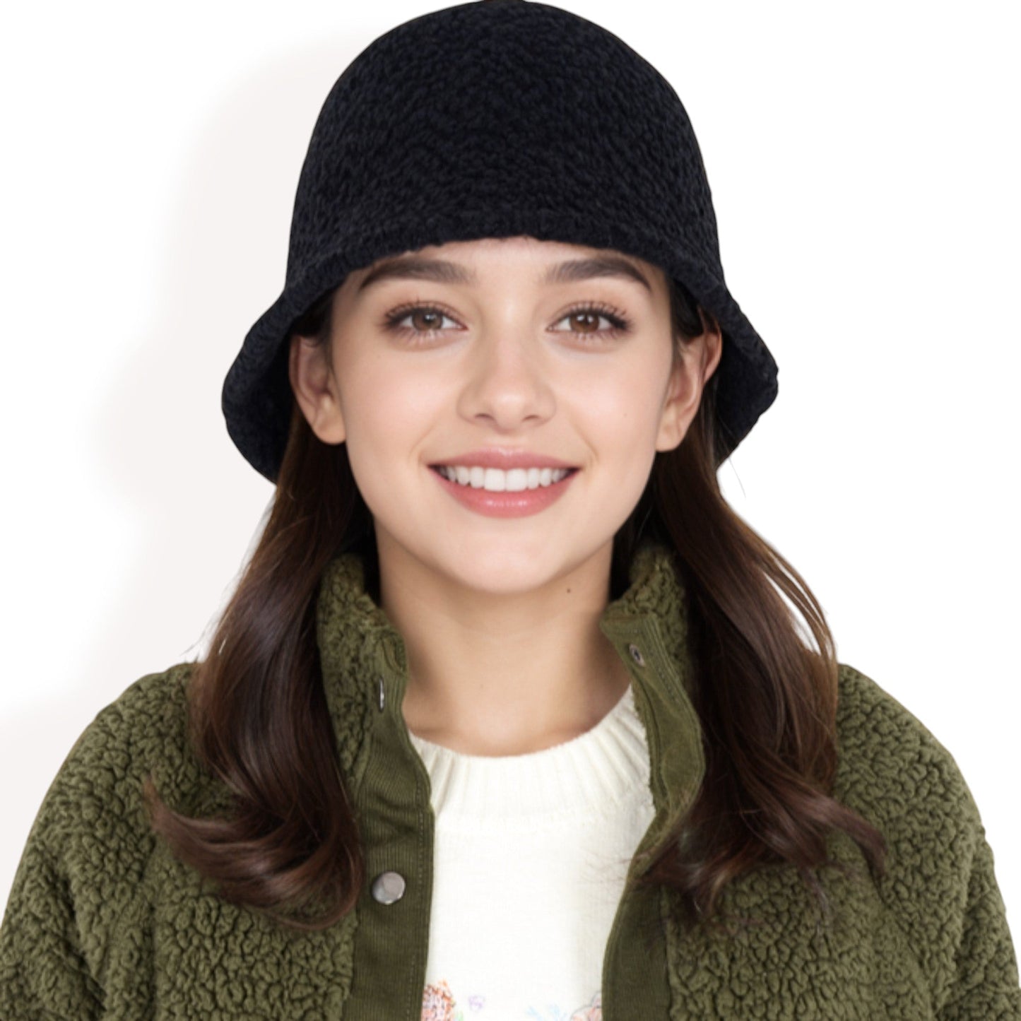 High Pile Fleece Bucket Hat with Soft Textured Fabric and Modern Casual Design