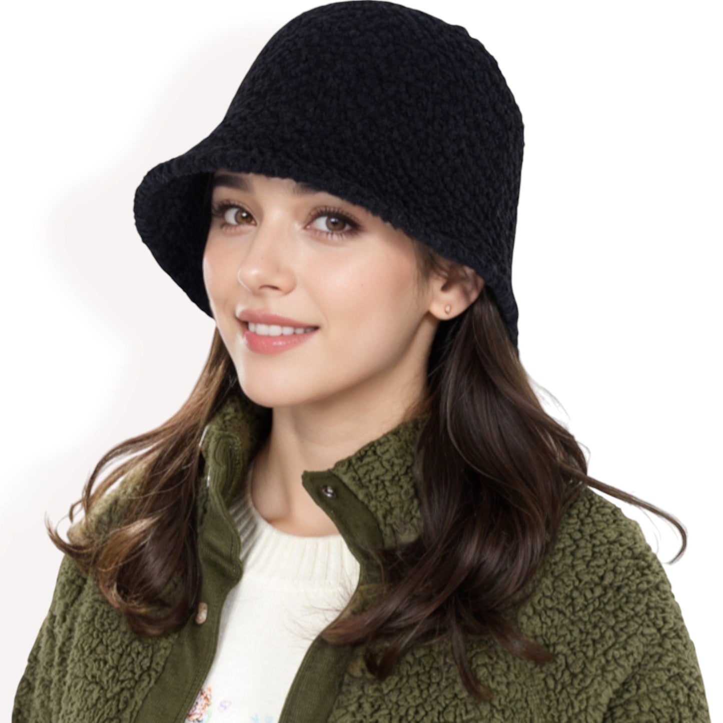 High Pile Fleece Bucket Hat with Soft Textured Fabric and Modern Casual Design
