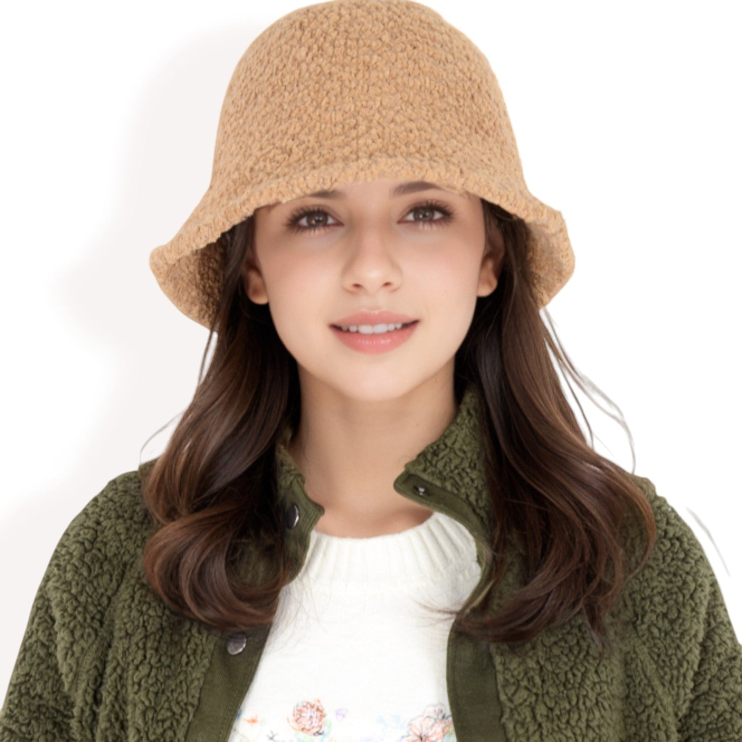 High Pile Fleece Bucket Hat with Soft Textured Fabric and Modern Casual Design