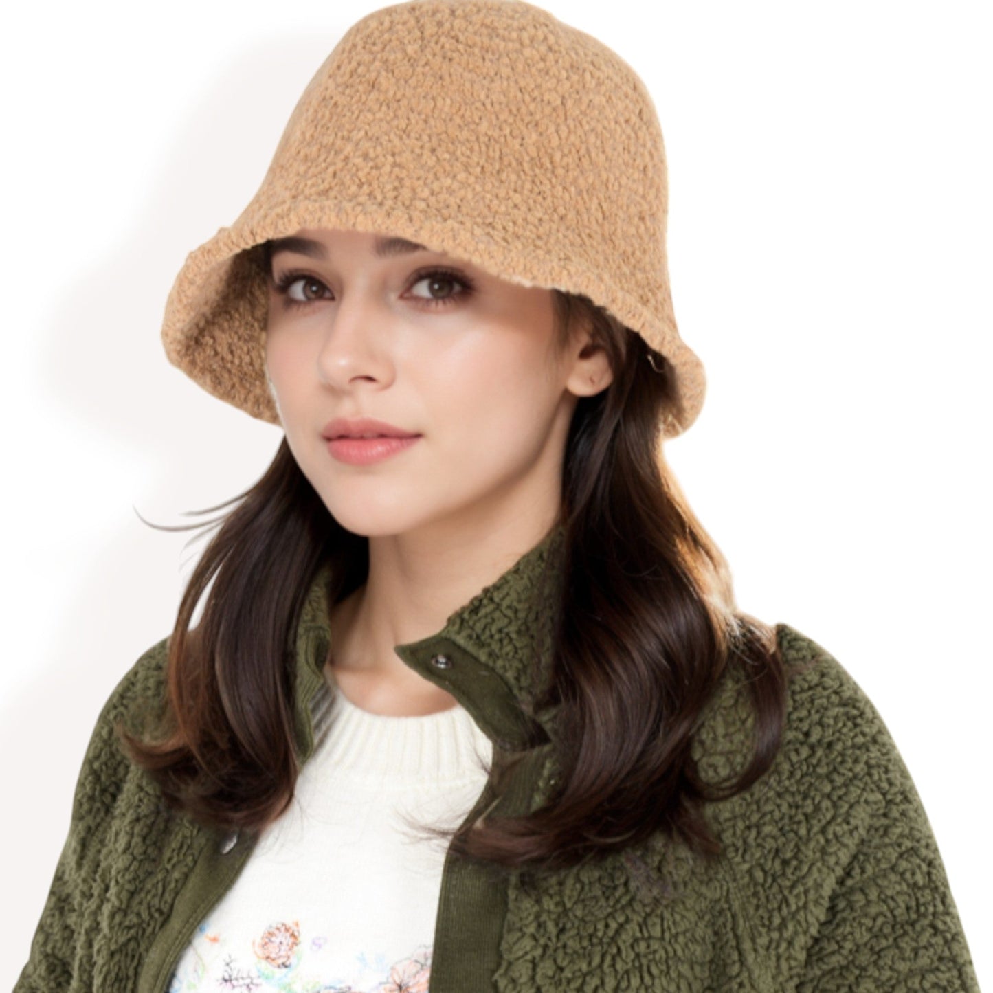 High Pile Fleece Bucket Hat with Soft Textured Fabric and Modern Casual Design