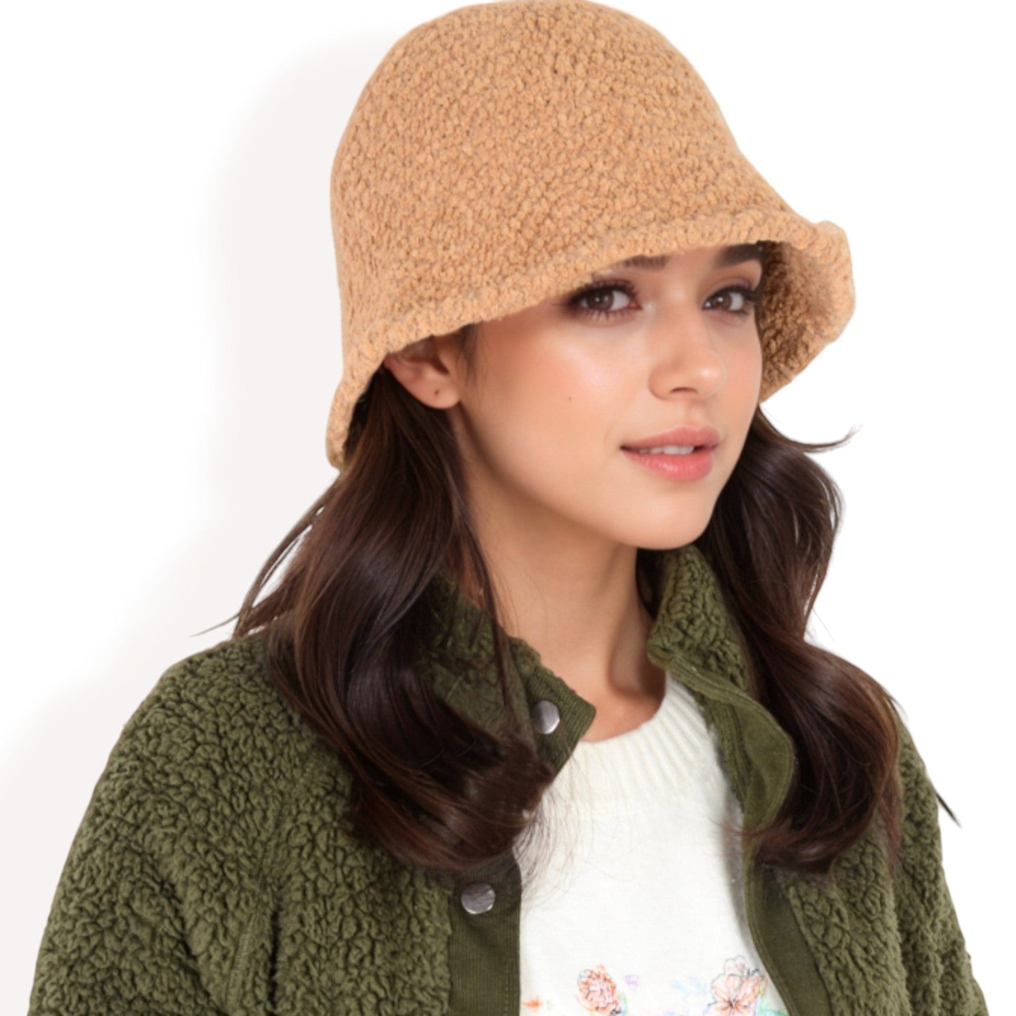 High Pile Fleece Bucket Hat with Soft Textured Fabric and Modern Casual Design