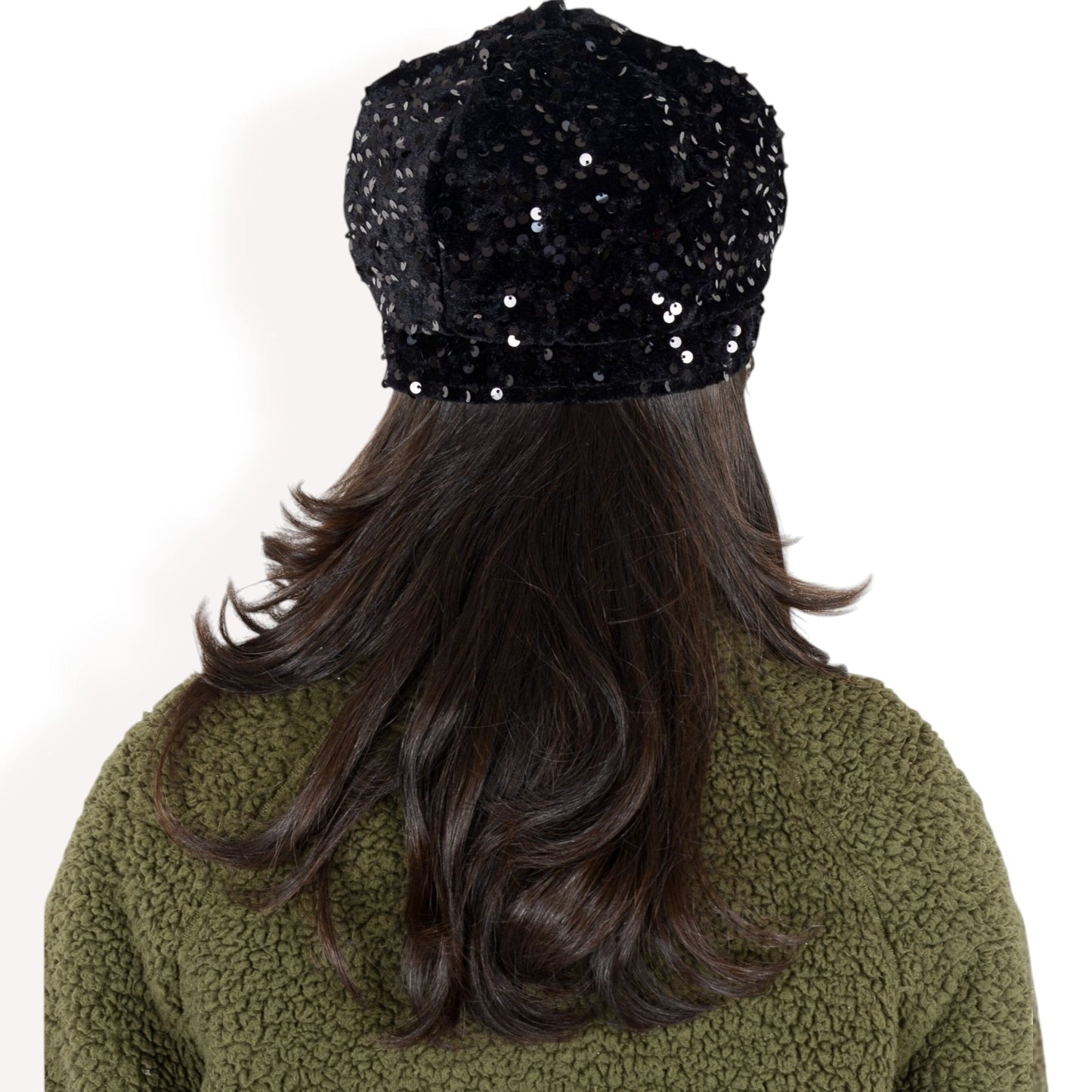 Sequin Velvet Beret with Sparkling Embellishments and Comfortable Satin-Lined Interior