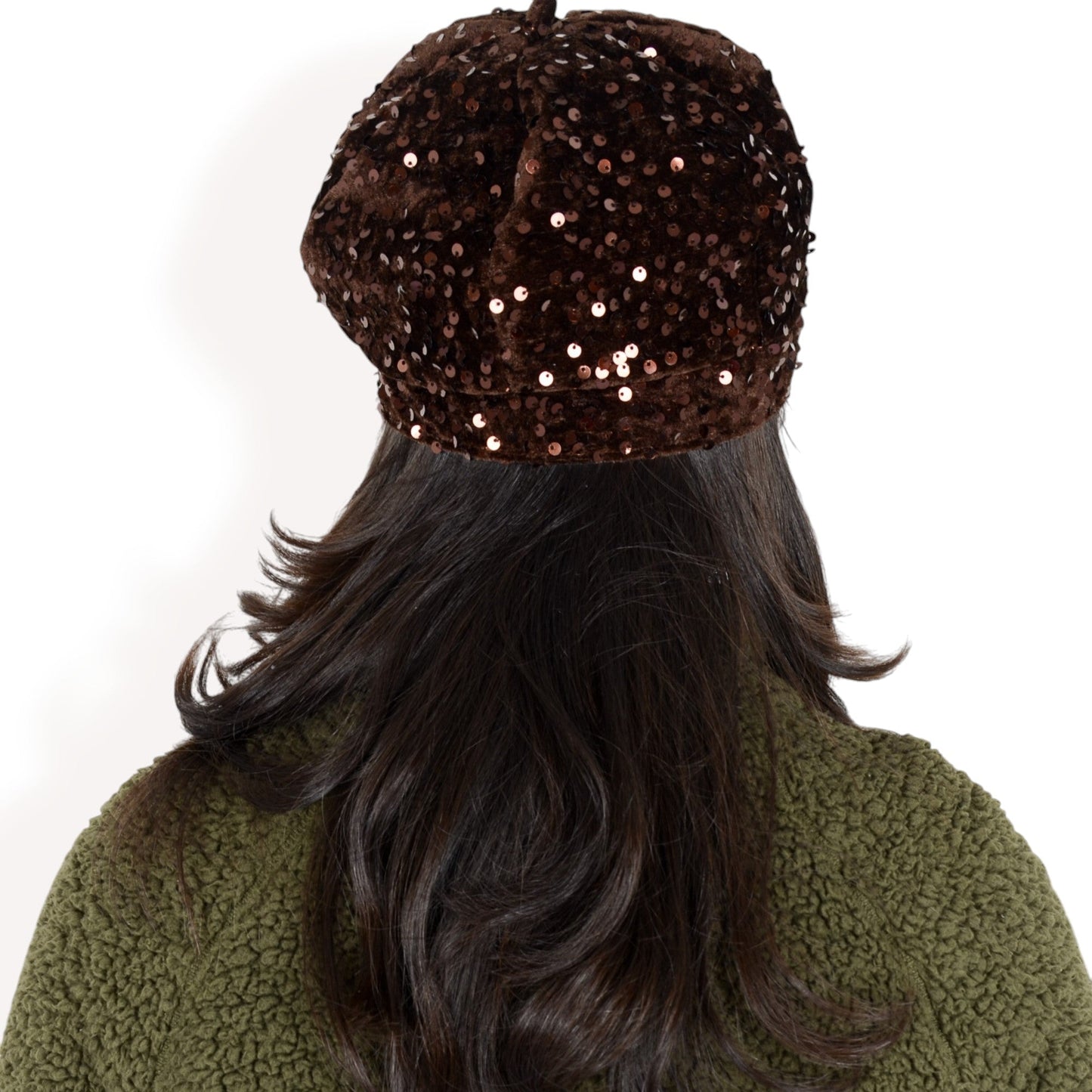 Sequin Velvet Beret with Sparkling Embellishments and Comfortable Satin-Lined Interior