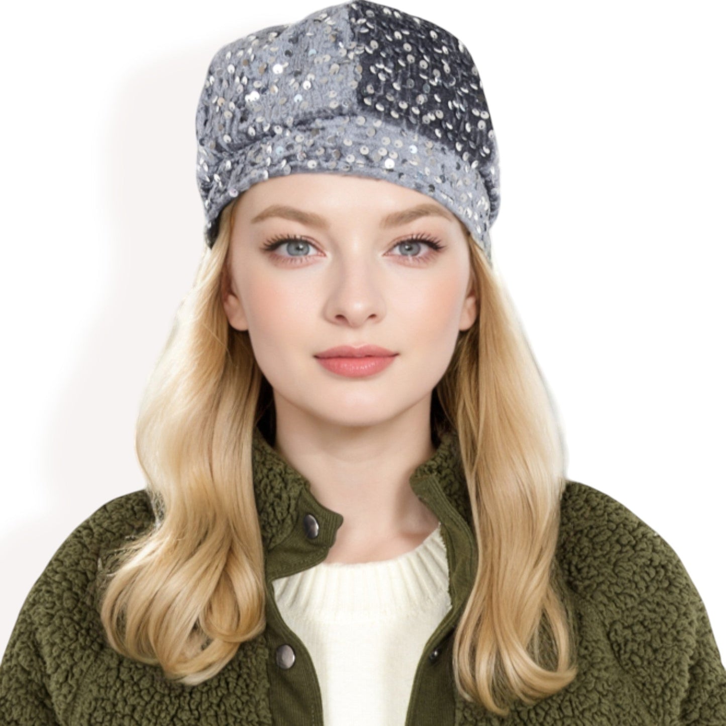 Sequin Velvet Beret with Sparkling Embellishments and Comfortable Satin-Lined Interior