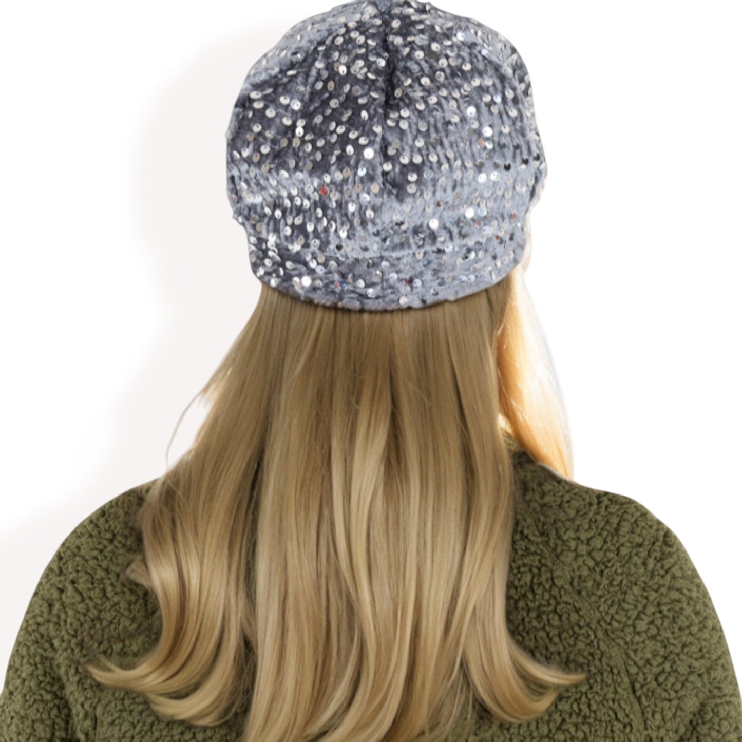 Sequin Velvet Beret with Sparkling Embellishments and Comfortable Satin-Lined Interior