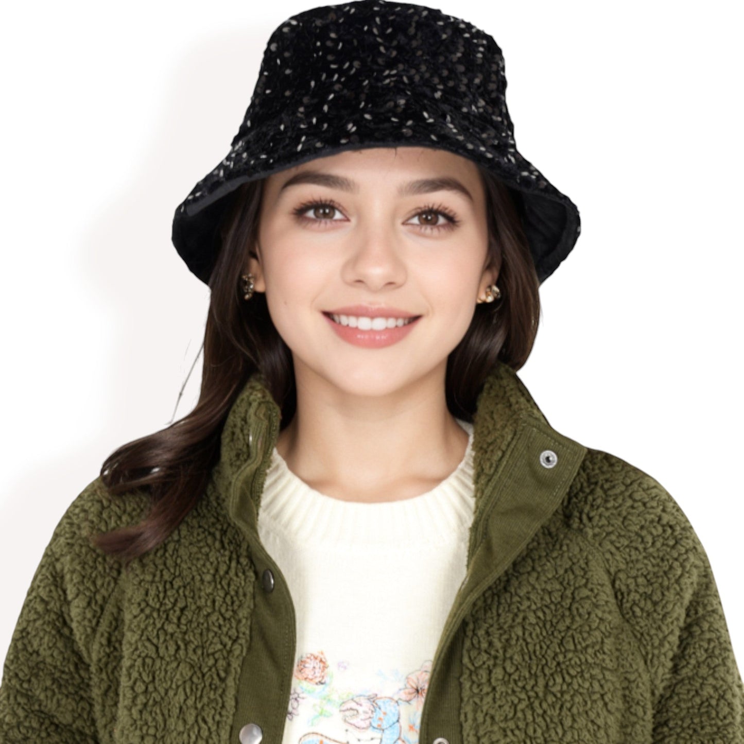 Sequin Bucket Hat with Sparkling Design and Reversible Feature for Stylish Casual or Party Looks