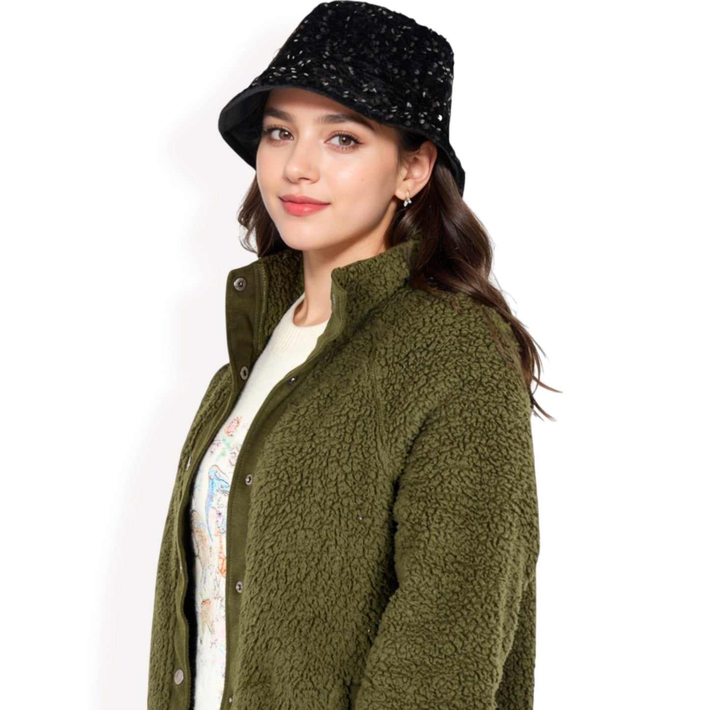 Sequin Bucket Hat with Sparkling Design and Reversible Feature for Stylish Casual or Party Looks