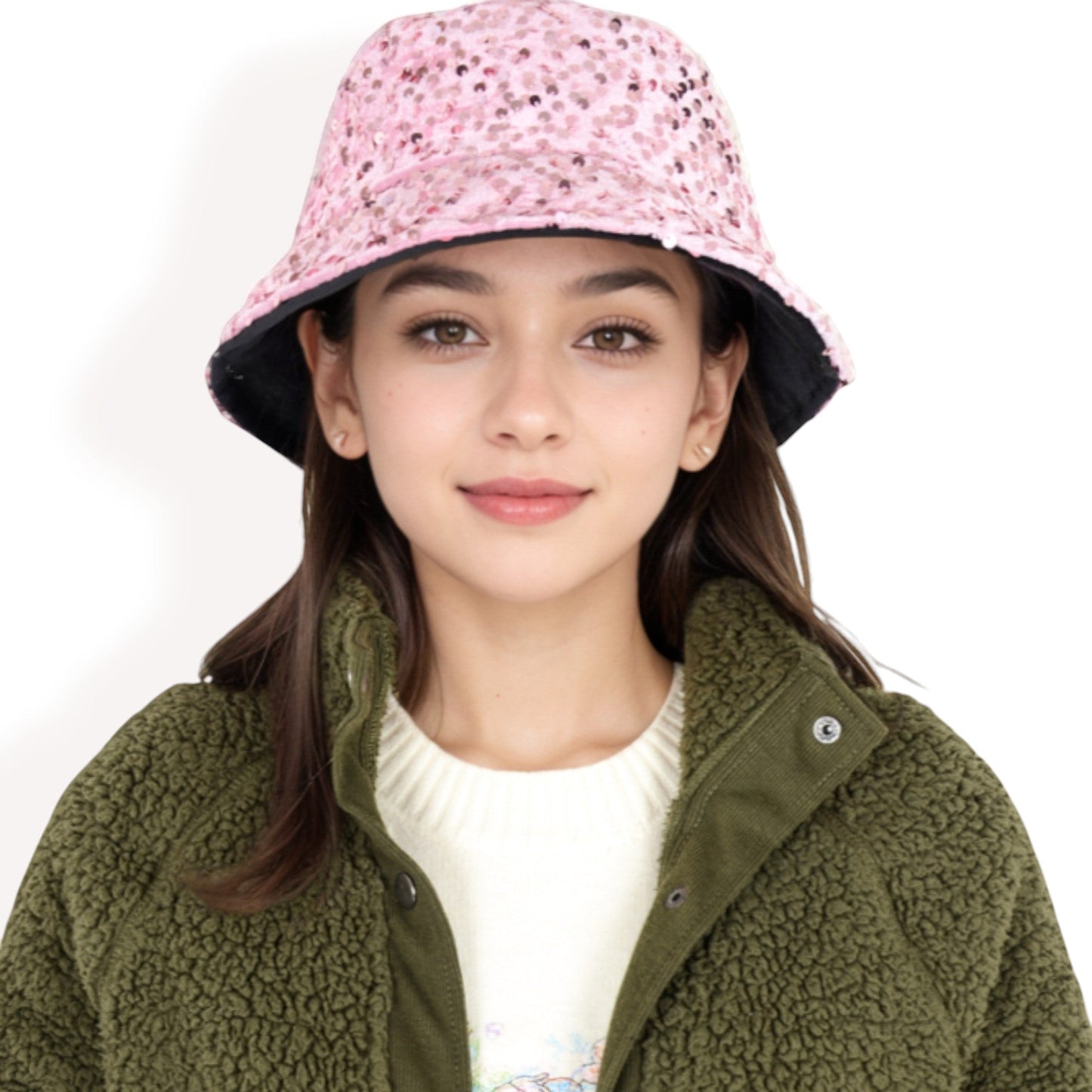 Sequin Bucket Hat with Sparkling Design and Reversible Feature for Stylish Casual or Party Looks