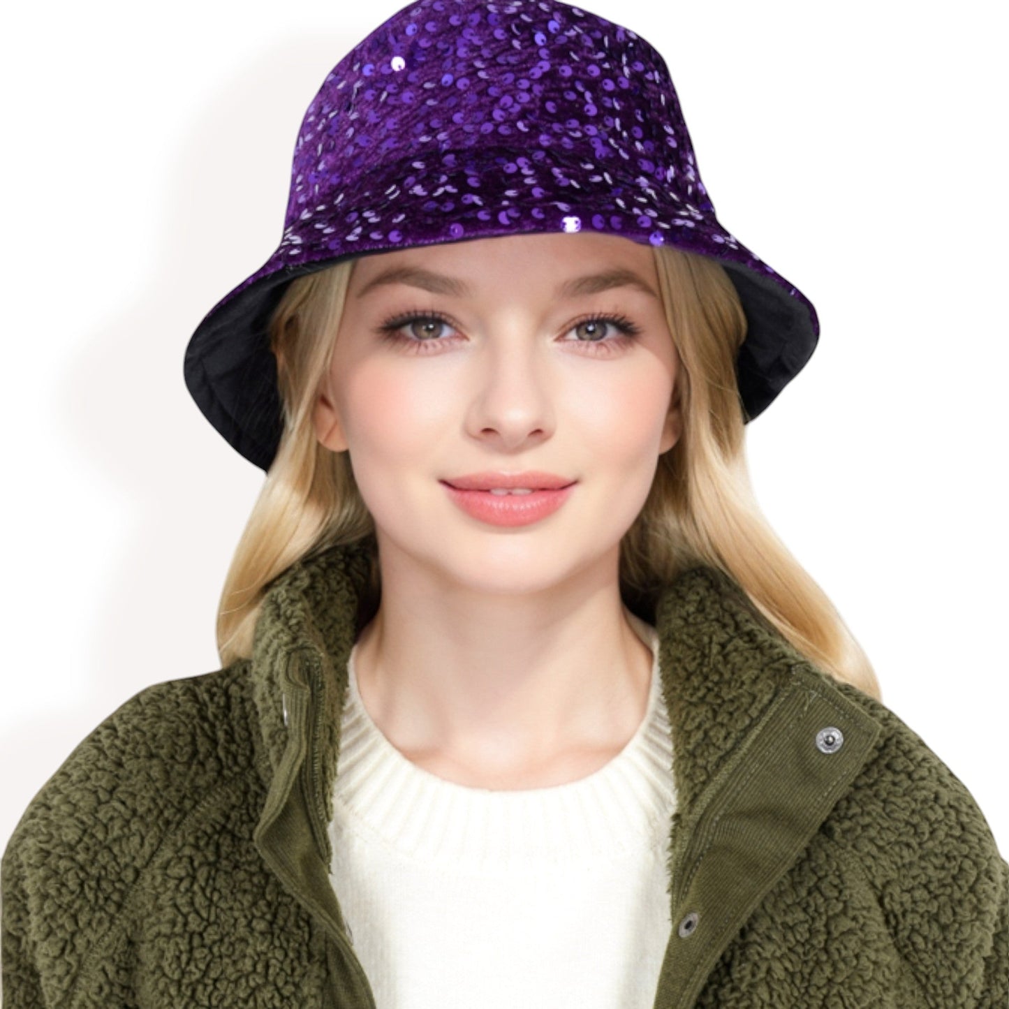 Sequin Bucket Hat with Sparkling Design and Reversible Feature for Stylish Casual or Party Looks