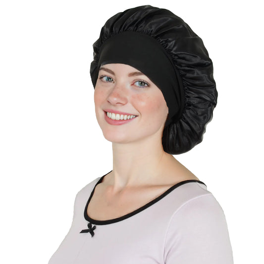 Satin Sleep Bonnet Elasticity Wide Band Silky Hair Protection for Curly and Natural Hair