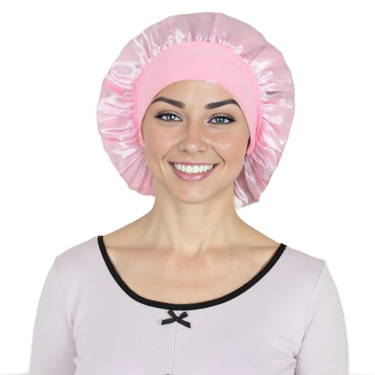 Satin Sleep Bonnet Elasticity Wide Band Silky Hair Protection for Curly and Natural Hair