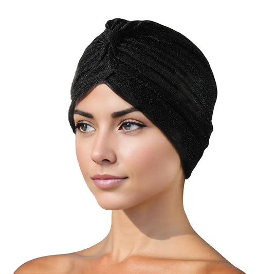 Glitter Turban Twist Knot Head Wrap Stretchy Metallic Fabric Elegant Headscarf for Stylish Looks