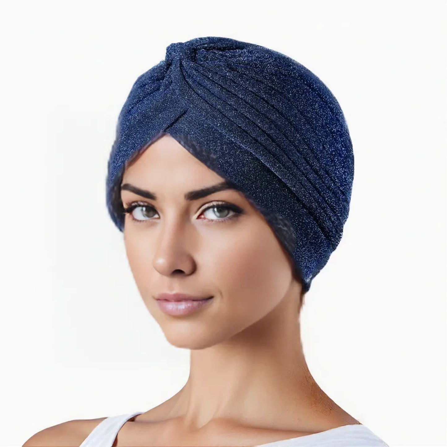 Glitter Turban Twist Knot Head Wrap Stretchy Metallic Fabric Elegant Headscarf for Stylish Looks