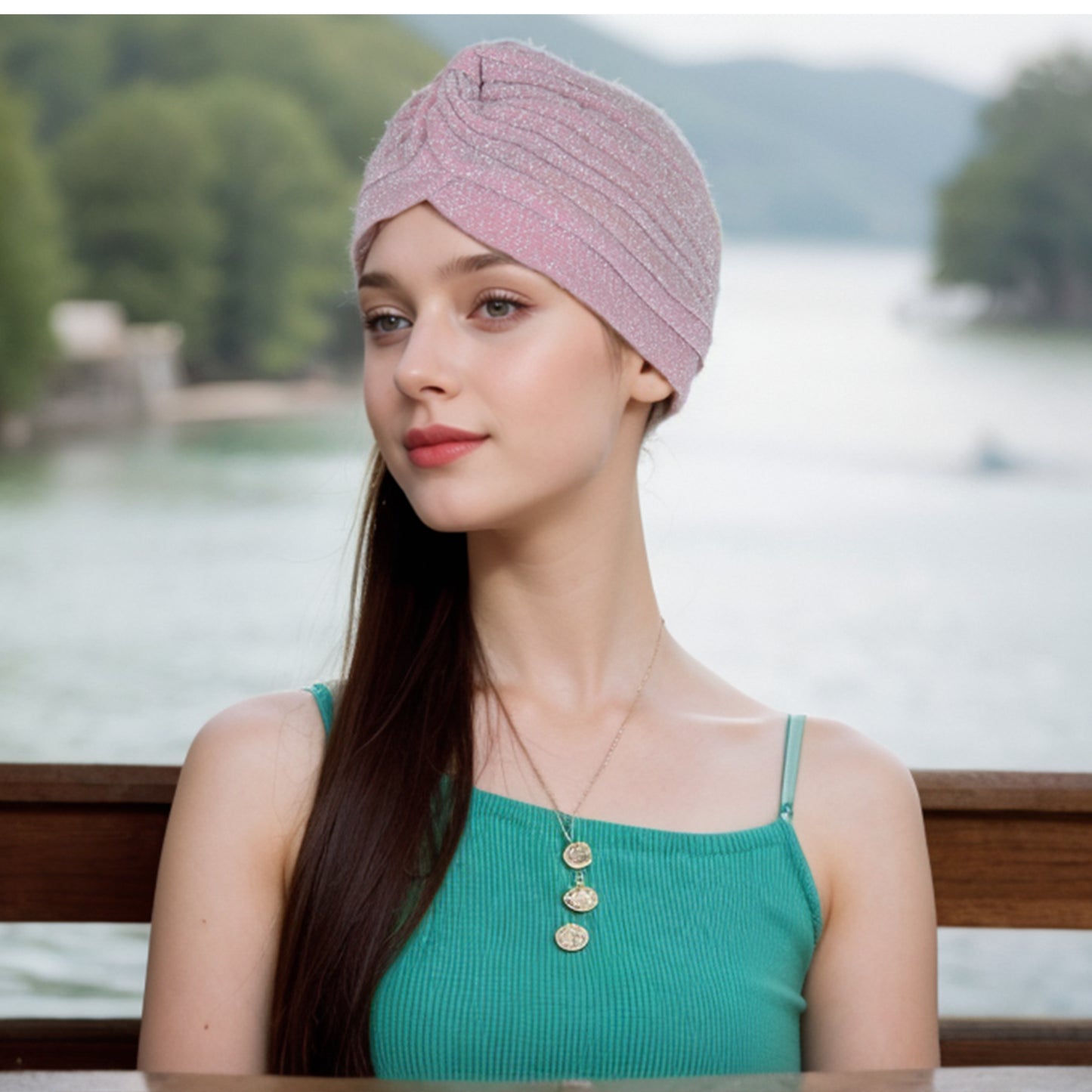 Glitter Turban Twist Knot Head Wrap Stretchy Metallic Fabric Elegant Headscarf for Stylish Looks