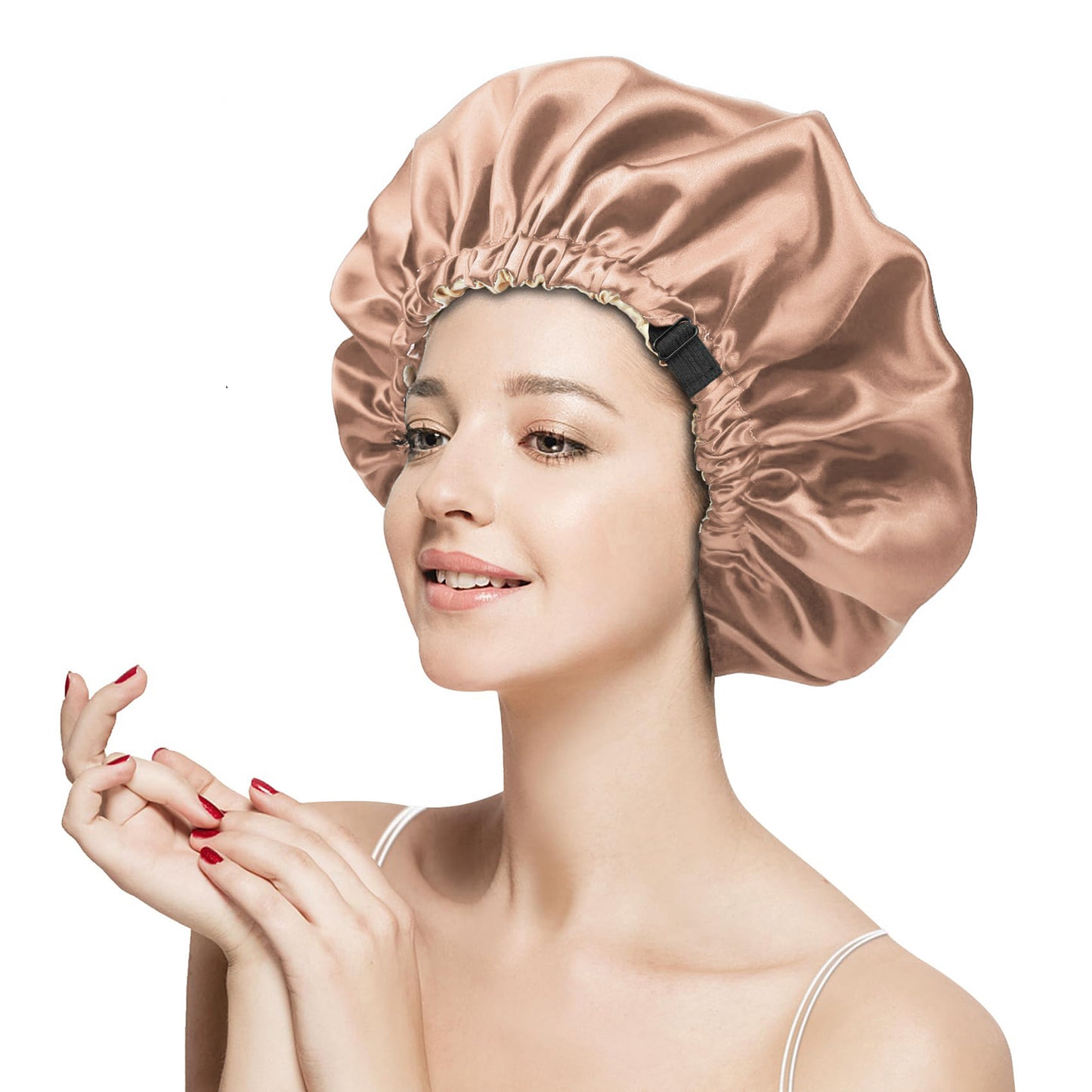 Silk Sleep Bonnet Adjustable Elastic Band Smooth Hair Protection Cap for Curly and Natural Hair