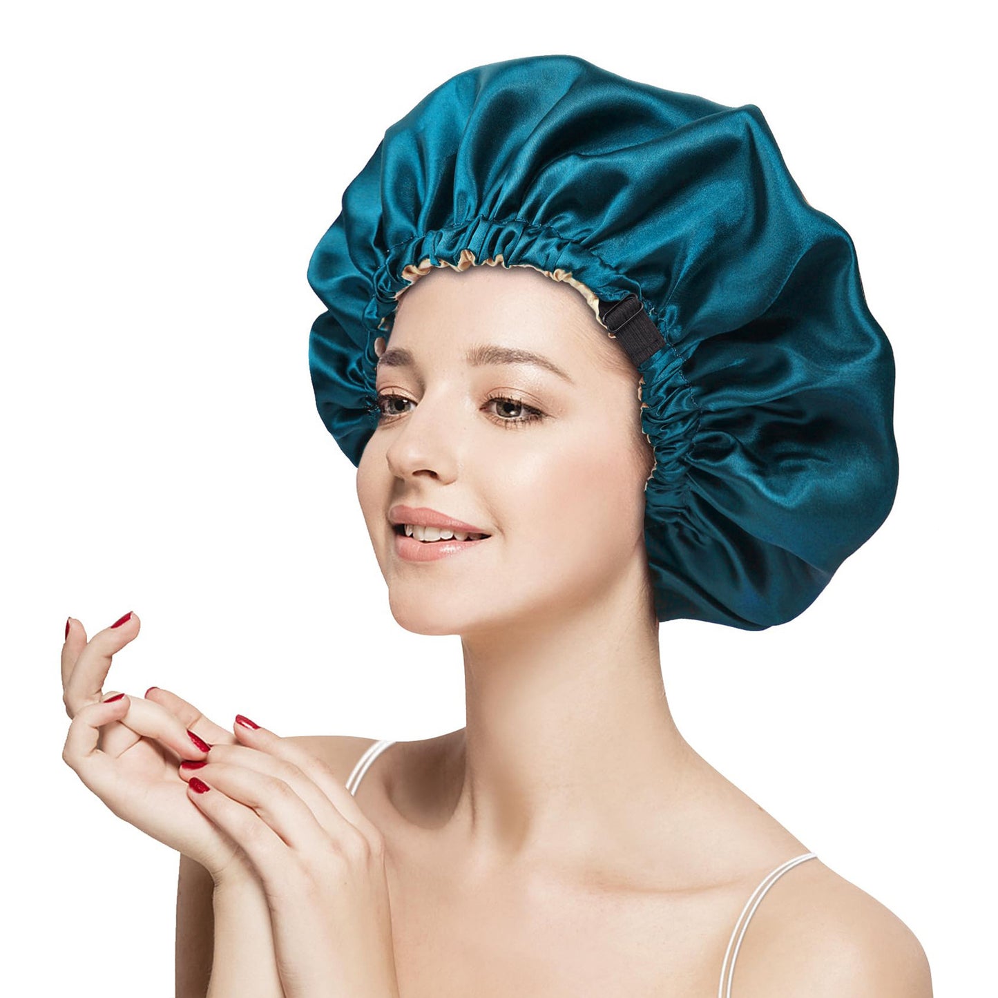 Silk Sleep Bonnet Adjustable Elastic Band Smooth Hair Protection Cap for Curly and Natural Hair