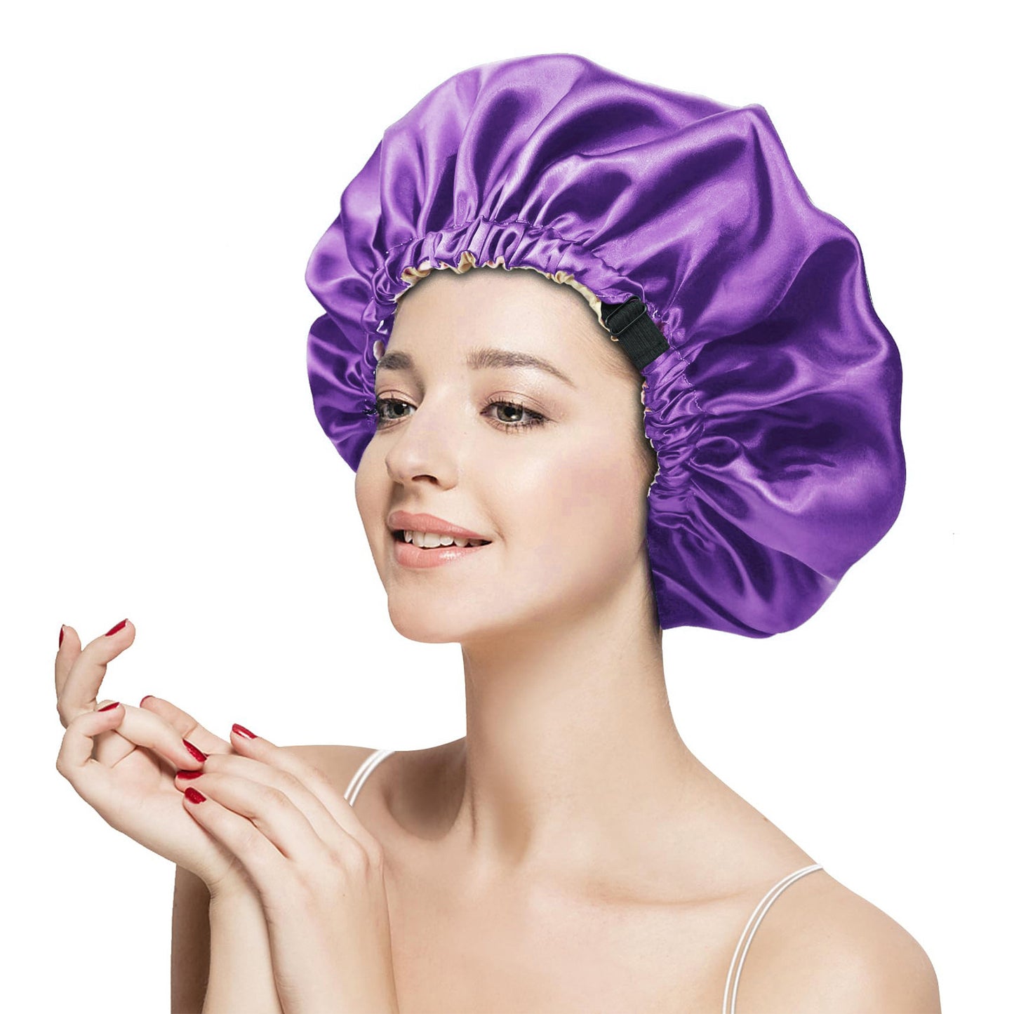 Silk Sleep Bonnet Adjustable Elastic Band Smooth Hair Protection Cap for Curly and Natural Hair