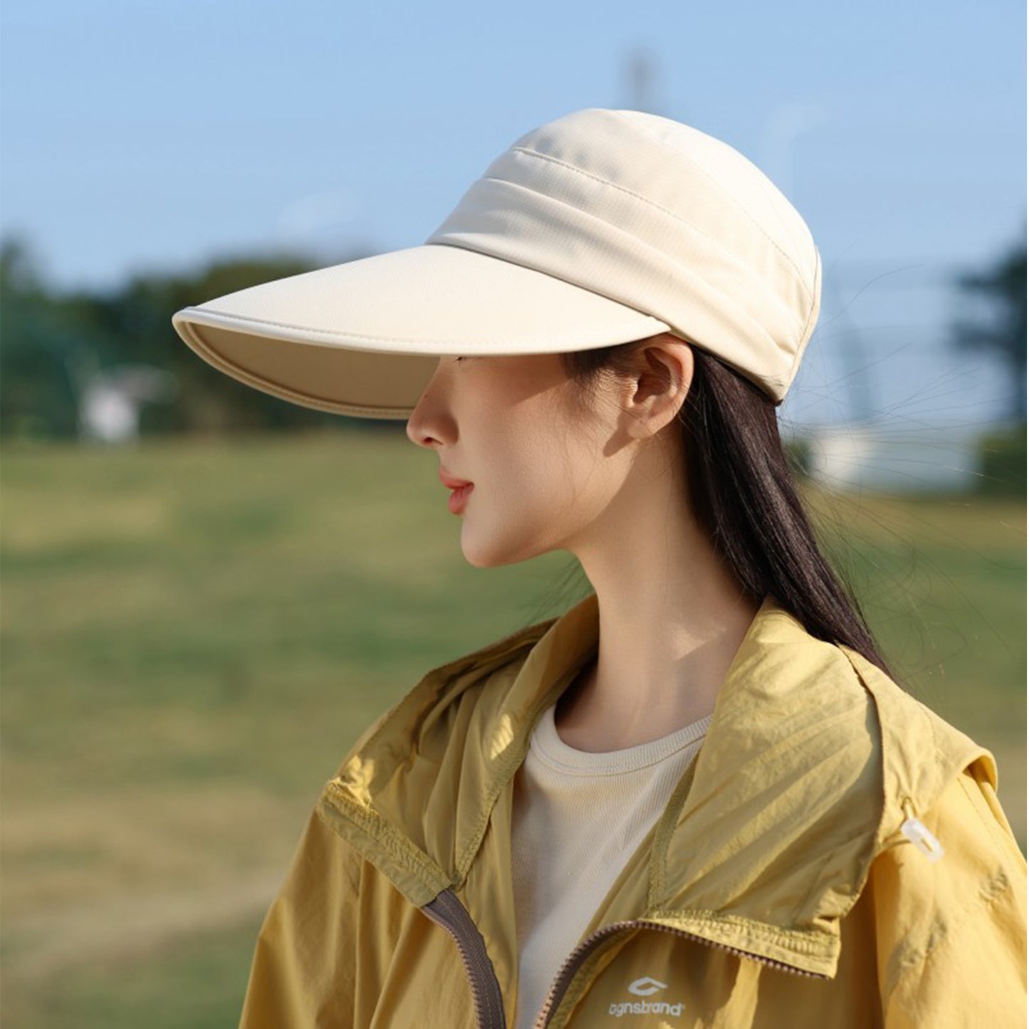 Women's Sporty Wide Brim Sun Visor Hat with Adjustable Back Strap Lightweight UV Protection Cap for Outdoor Activities
