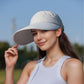 Women's Sporty Wide Brim Sun Visor Hat with Adjustable Back Strap Lightweight UV Protection Cap for Outdoor Activities