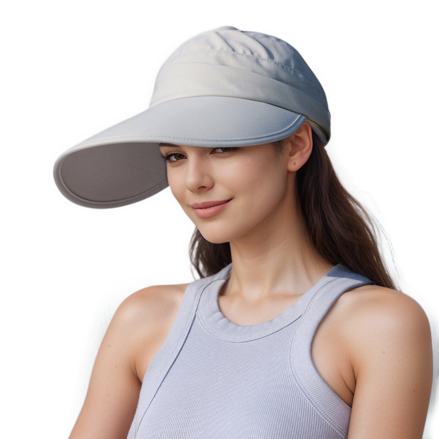 Women's Sporty Wide Brim Sun Visor Hat with Adjustable Back Strap Lightweight UV Protection Cap for Outdoor Activities