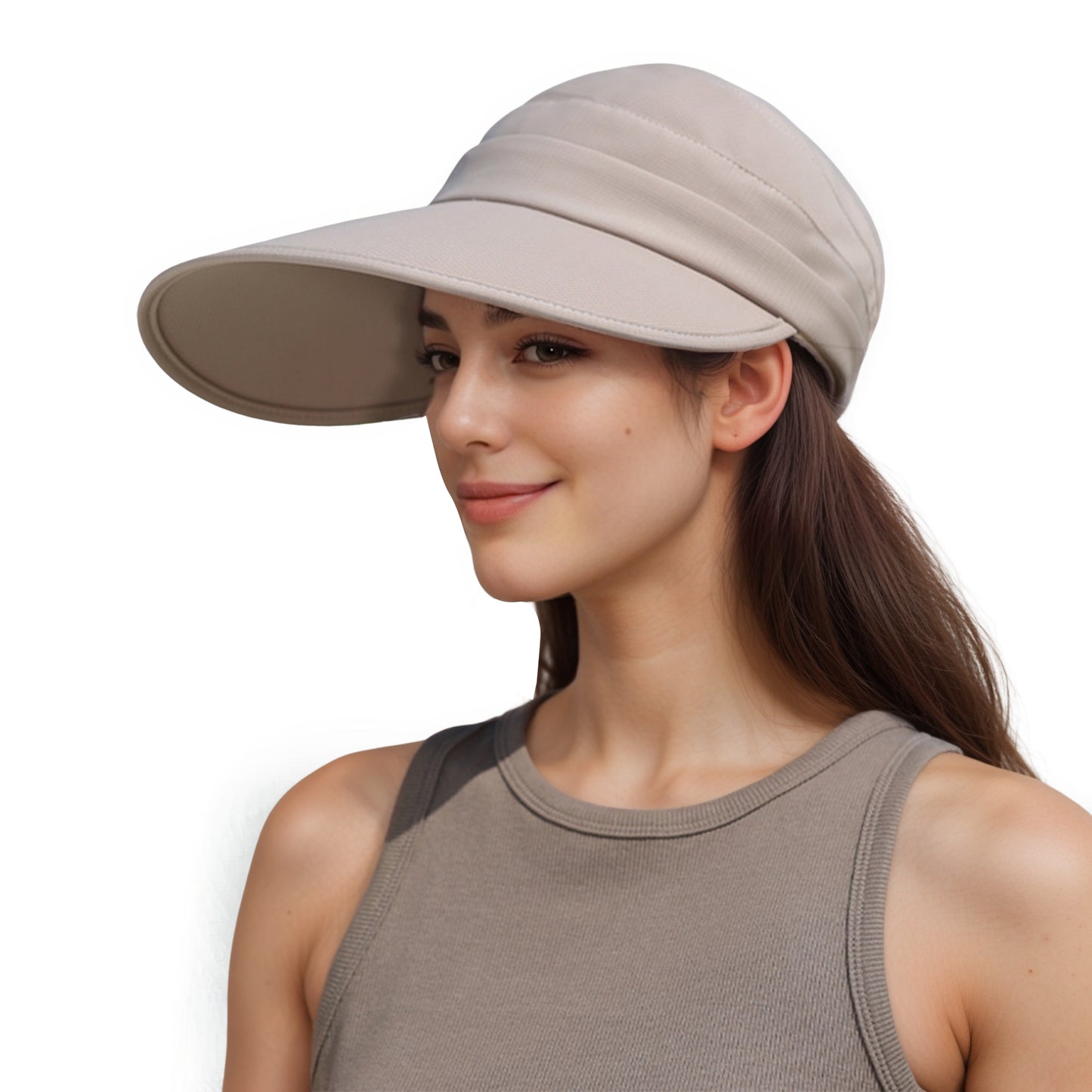 Women's Sporty Wide Brim Sun Visor Hat with Adjustable Back Strap Lightweight UV Protection Cap for Outdoor Activities