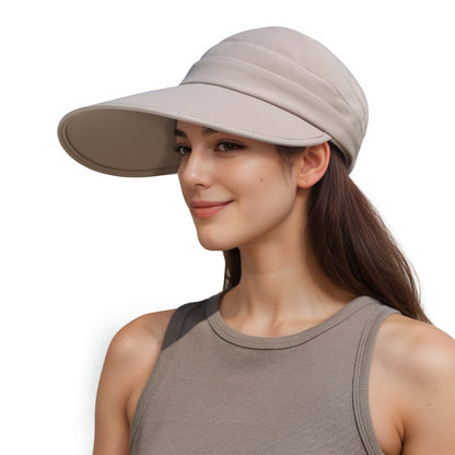 Women's Sporty Wide Brim Sun Visor Hat with Adjustable Back Strap Lightweight UV Protection Cap for Outdoor Activities