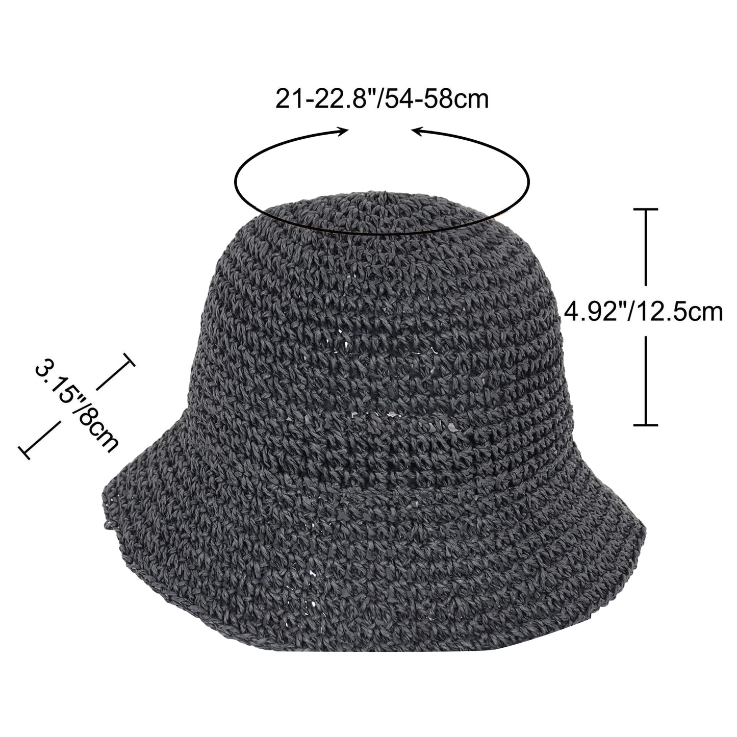 Crochet Raffia Bucket Hat Lightweight Foldable Wide Brim Sun Hat for Stylish Summer Protection