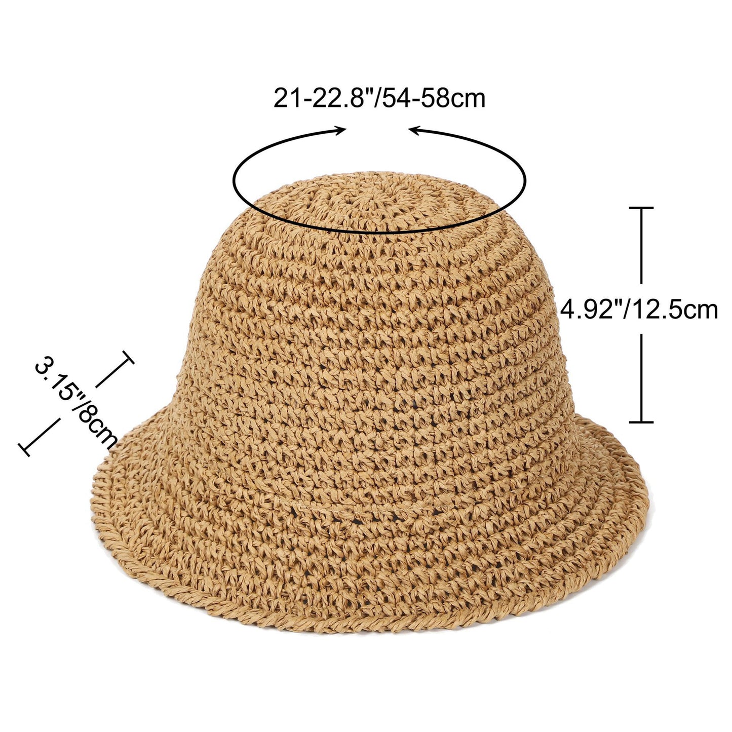 Crochet Raffia Bucket Hat Lightweight Foldable Wide Brim Sun Hat for Stylish Summer Protection