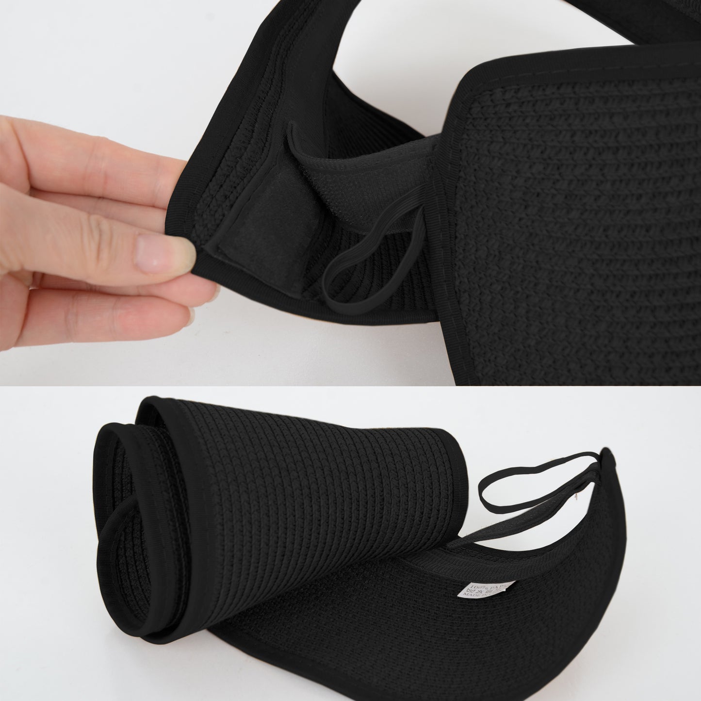 Wide Brim Roll-Up Straw Sun Visor Lightweight Packable Open-Top Beach Hat for UV Protection