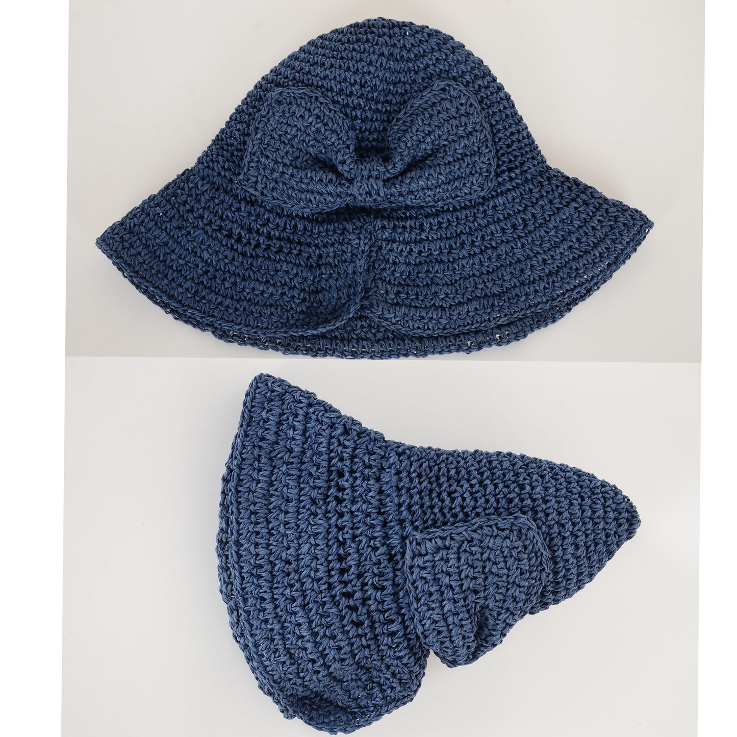 Crochet Raffia Sun Hat with Wide Brim and Bow Detail Foldable Summer Beach Hat for Stylish Sun Protection