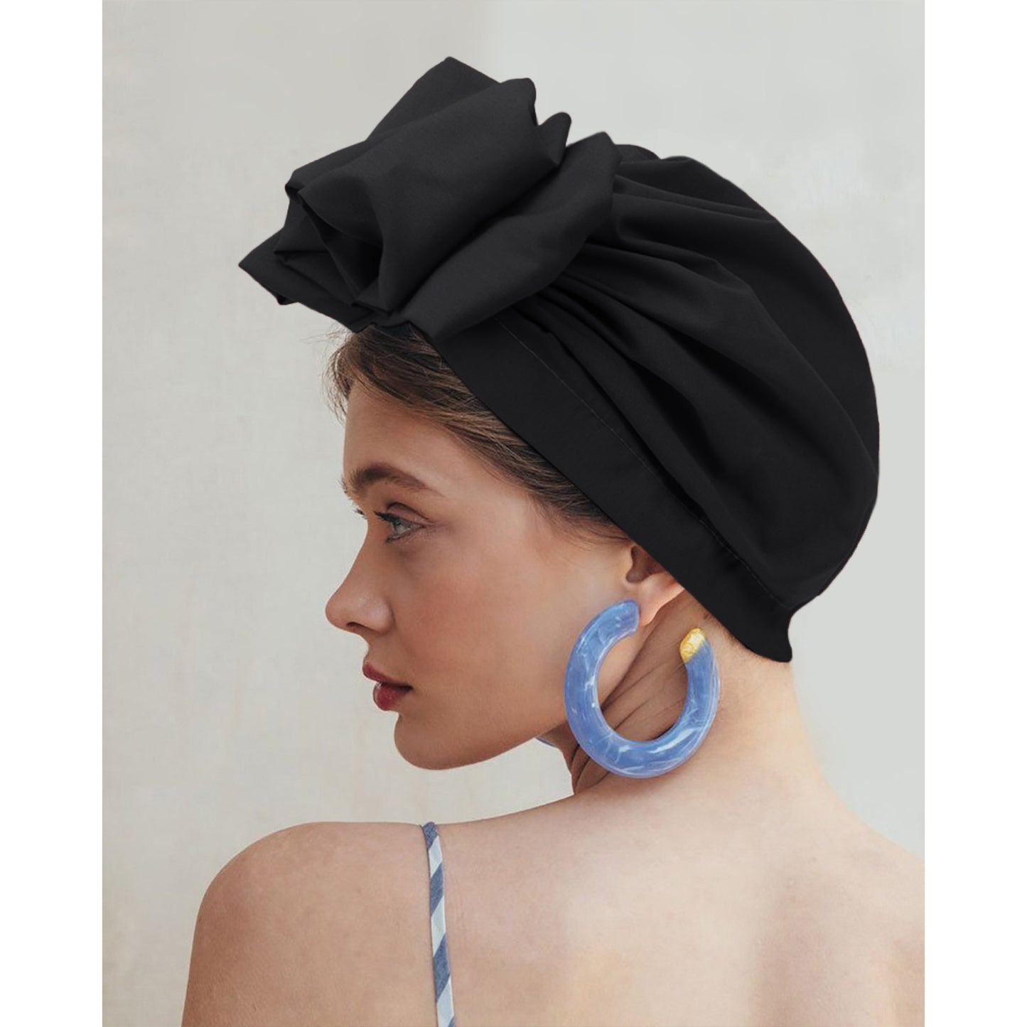 Vintage Turban Headwrap with Large Bow Elegant Soft Stretch Headscarf for Women