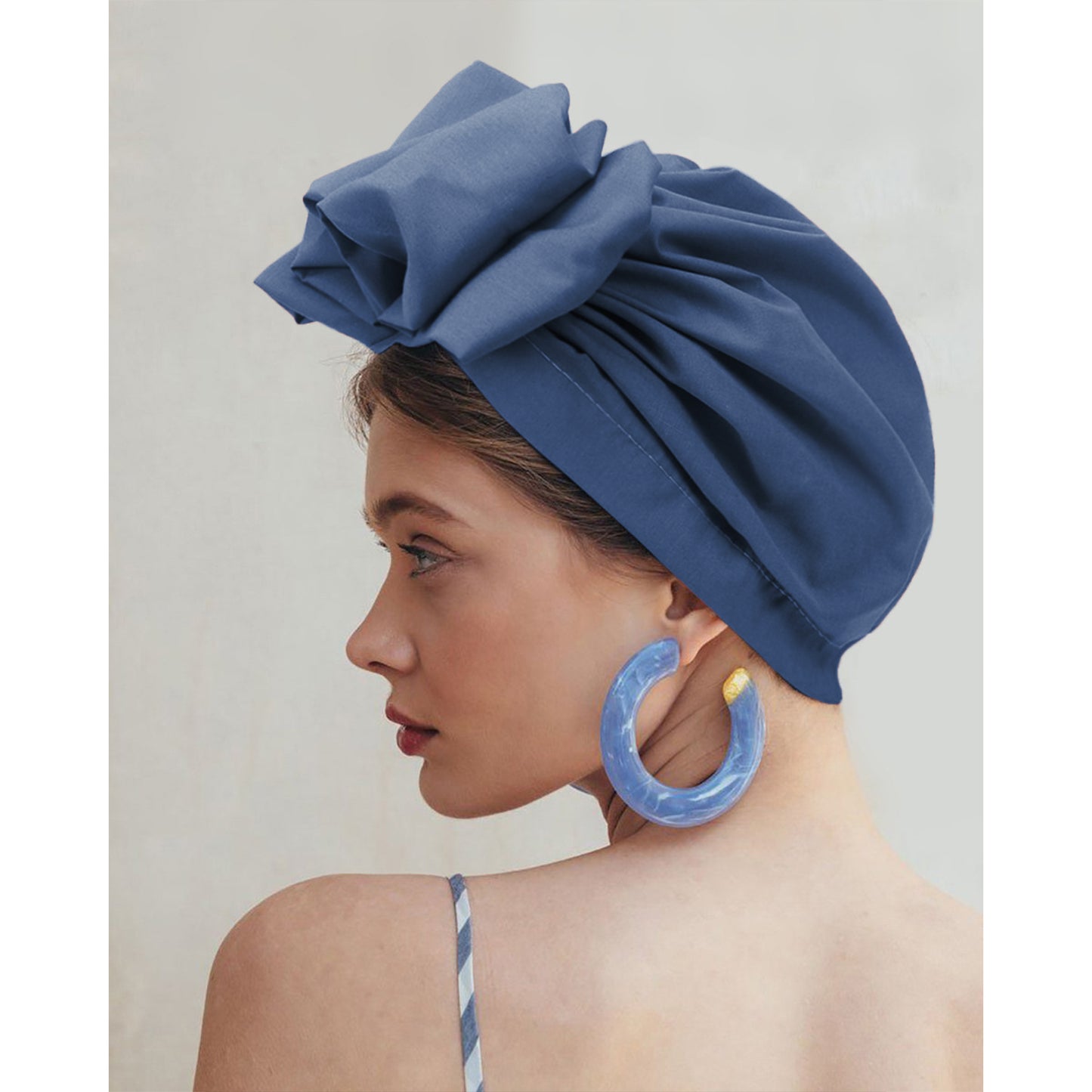 Vintage Turban Headwrap with Large Bow Elegant Soft Stretch Headscarf for Women