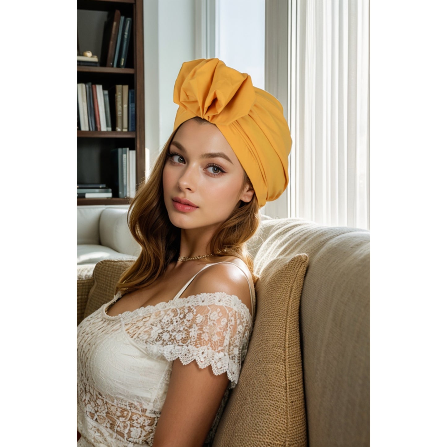 Vintage Turban Headwrap with Large Bow Elegant Soft Stretch Headscarf for Women