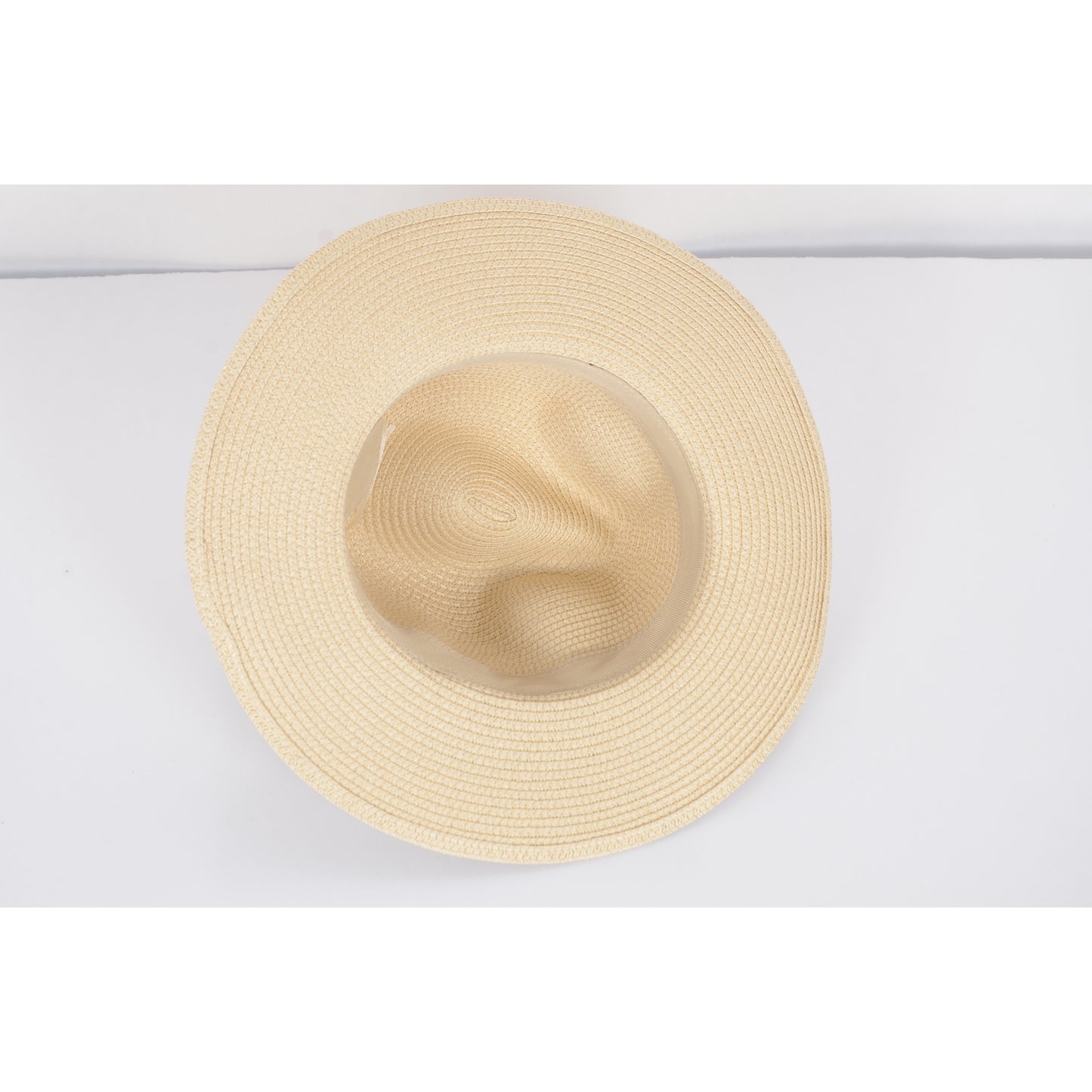 Wide Brim Straw Fedora Sun Hat with Black Band Lightweight Packable Summer Panama Hat for UV Protection