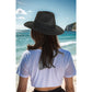 Wide Brim Straw Fedora Sun Hat with Black Band Lightweight Packable Summer Panama Hat for UV Protection