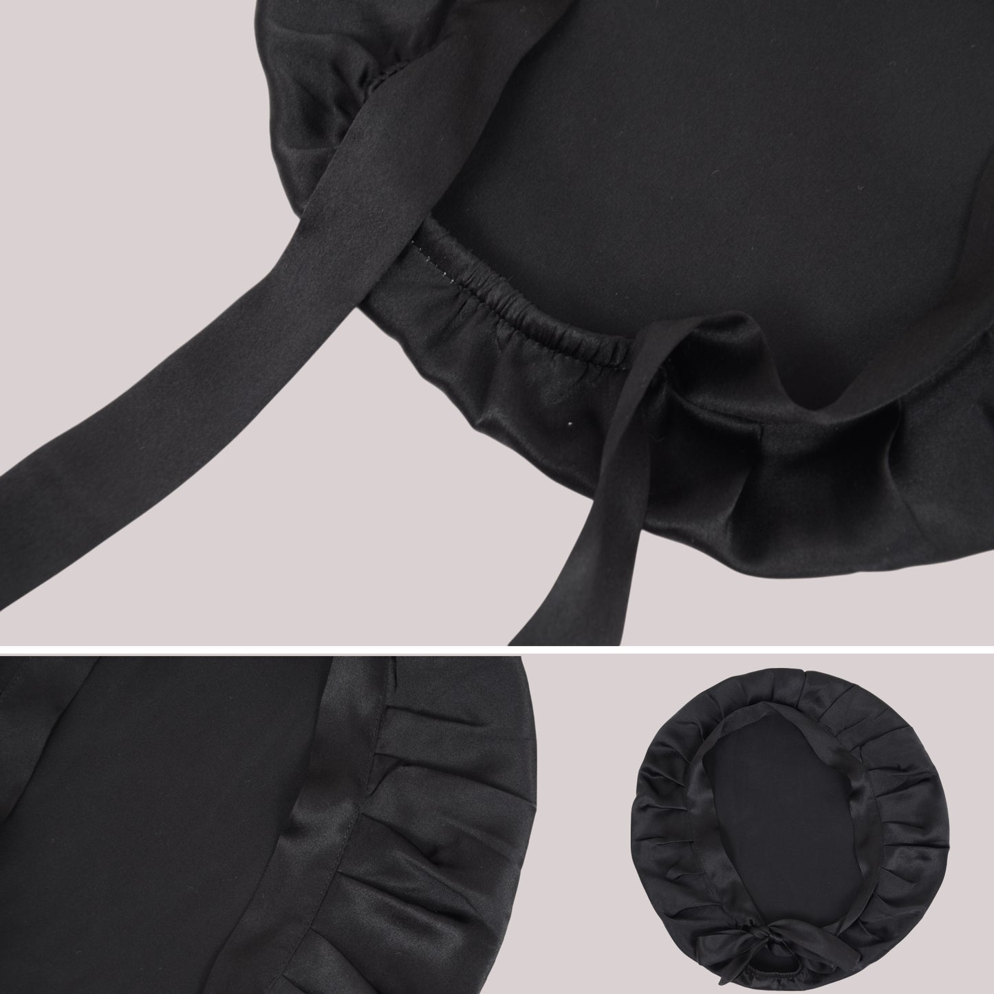 Women Satin Sleep Bonnet Adjustable Tie Back Hair Protection Cap for All Hair Types
