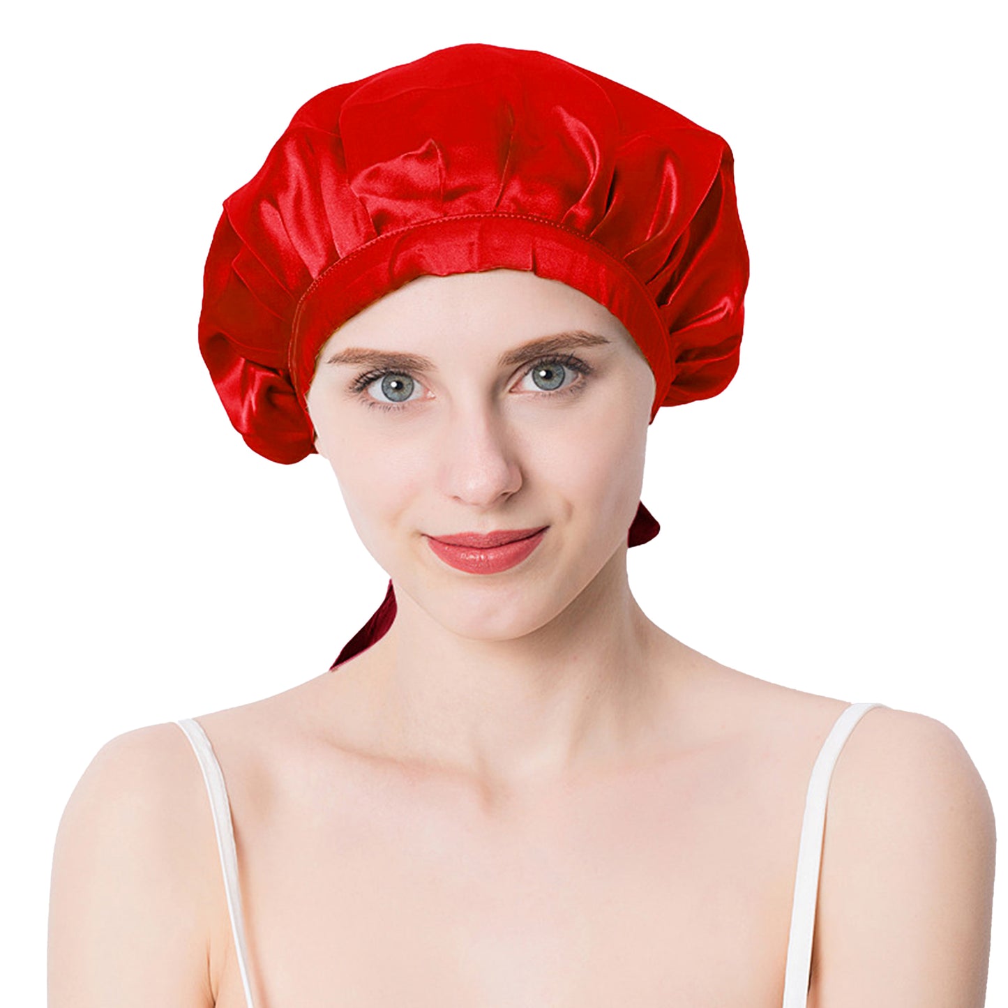 Women Satin Sleep Bonnet Adjustable Tie Back Hair Protection Cap for All Hair Types