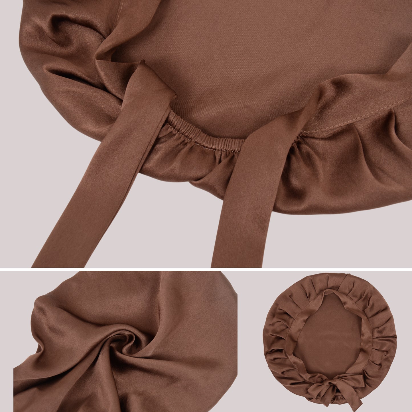 Women Satin Sleep Bonnet Adjustable Tie Back Hair Protection Cap for All Hair Types