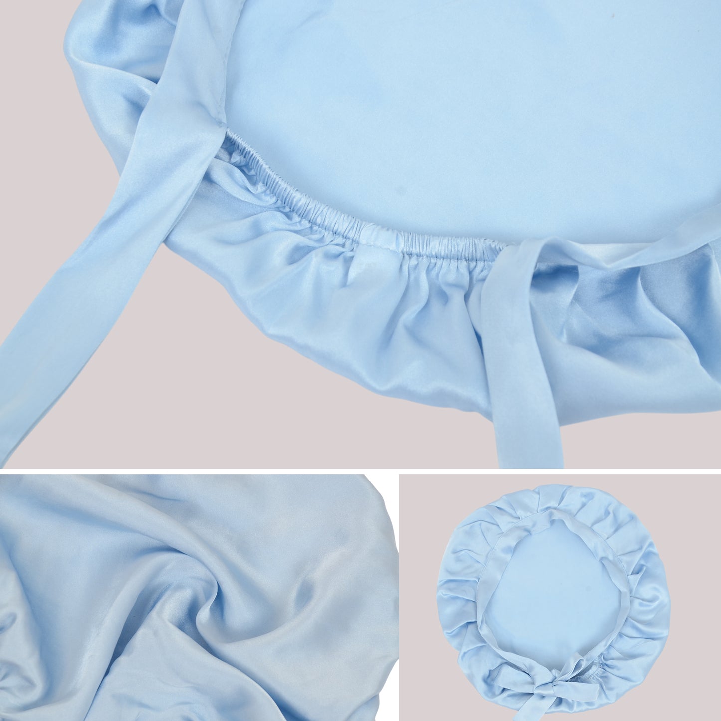 Women Satin Sleep Bonnet Adjustable Tie Back Hair Protection Cap for All Hair Types