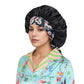 Women Silk Bonnet for Sleeping Satin Lined Hair Bonnet with Floral Tie Band for Curly Hair Protection