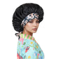 Women Silk Bonnet for Sleeping Satin Lined Hair Bonnet with Floral Tie Band for Curly Hair Protection