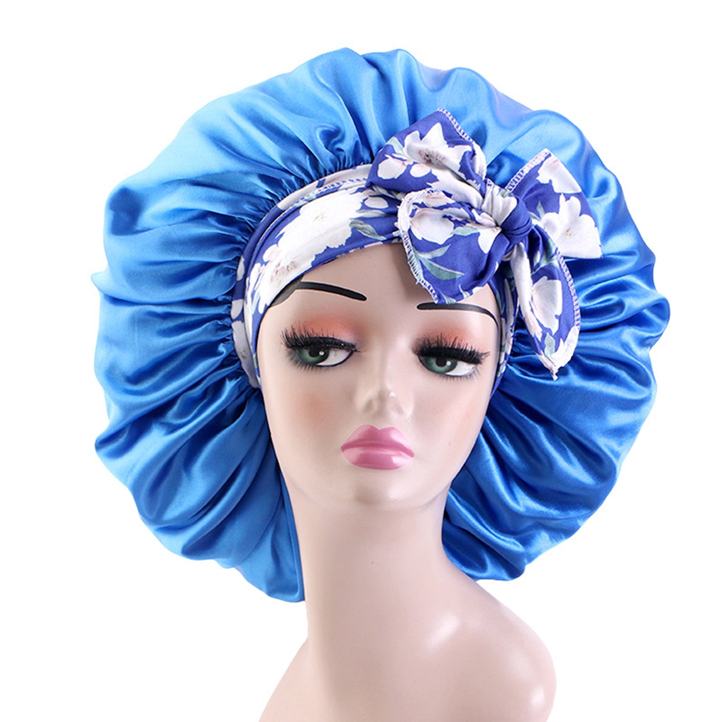 Women Silk Bonnet for Sleeping Satin Lined Hair Bonnet with Floral Tie Band for Curly Hair Protection