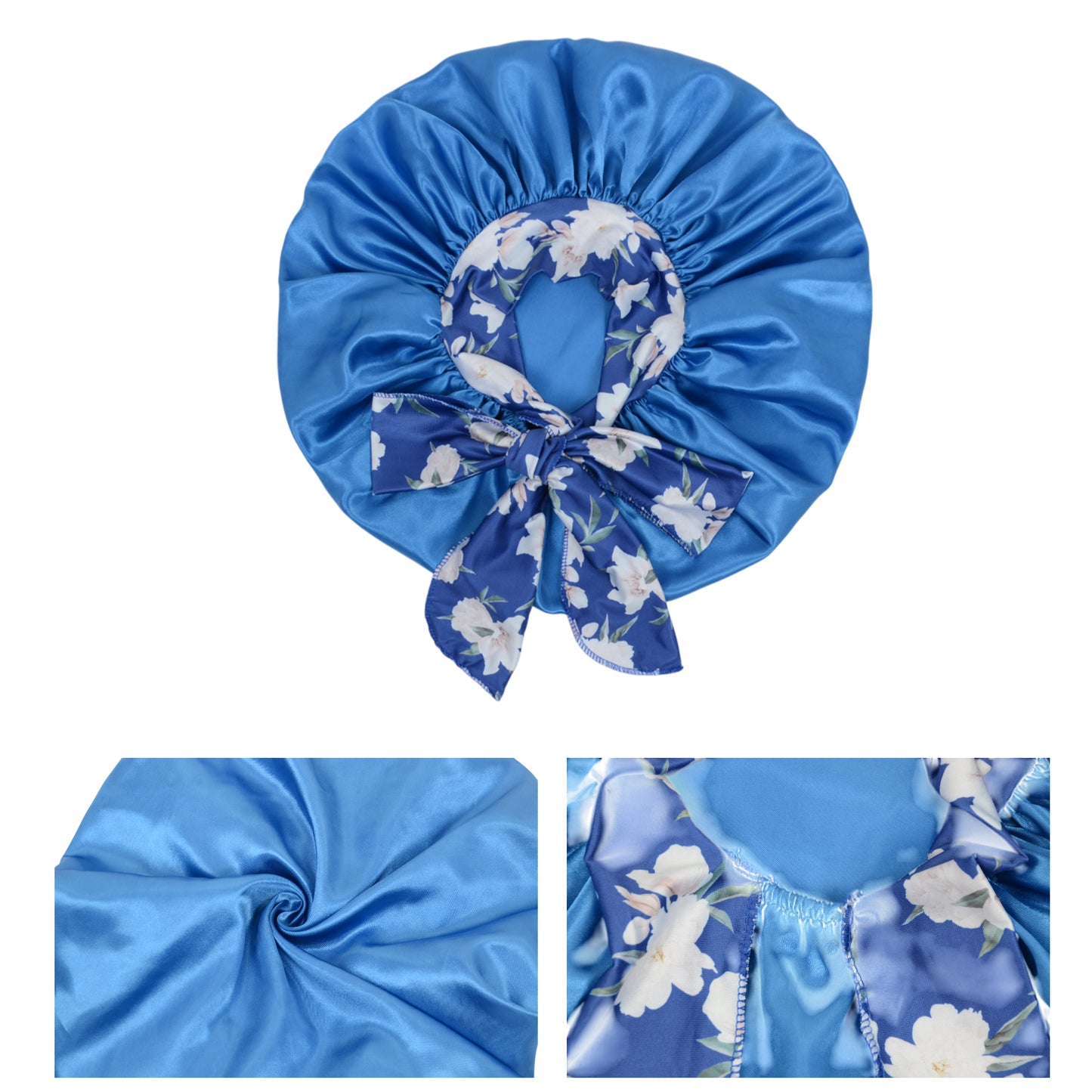 Women Silk Bonnet for Sleeping Satin Lined Hair Bonnet with Floral Tie Band for Curly Hair Protection