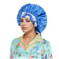 Women Silk Bonnet for Sleeping Satin Lined Hair Bonnet with Floral Tie Band for Curly Hair Protection