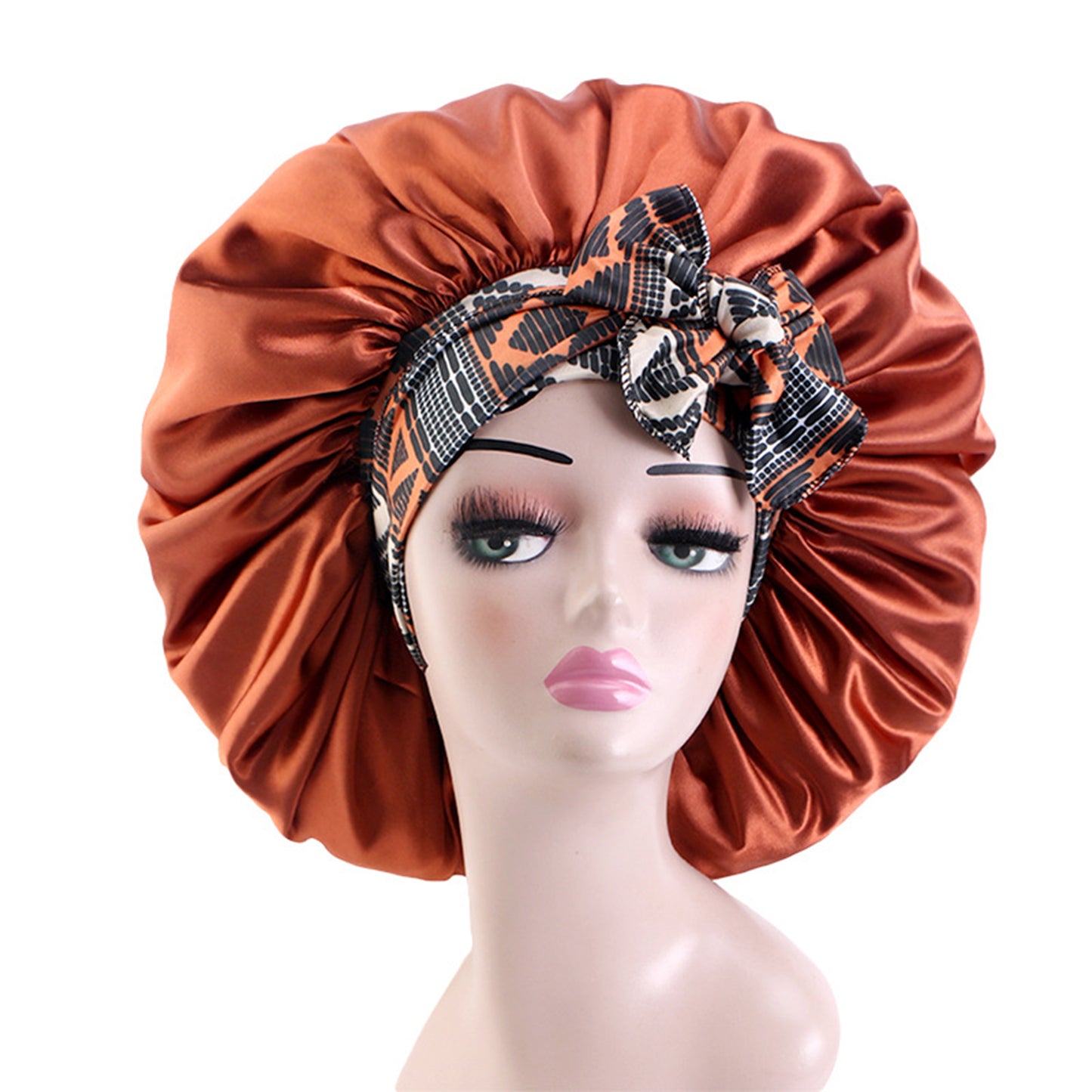 Women Silk Bonnet for Sleeping Satin Lined Hair Bonnet with Floral Tie Band for Curly Hair Protection