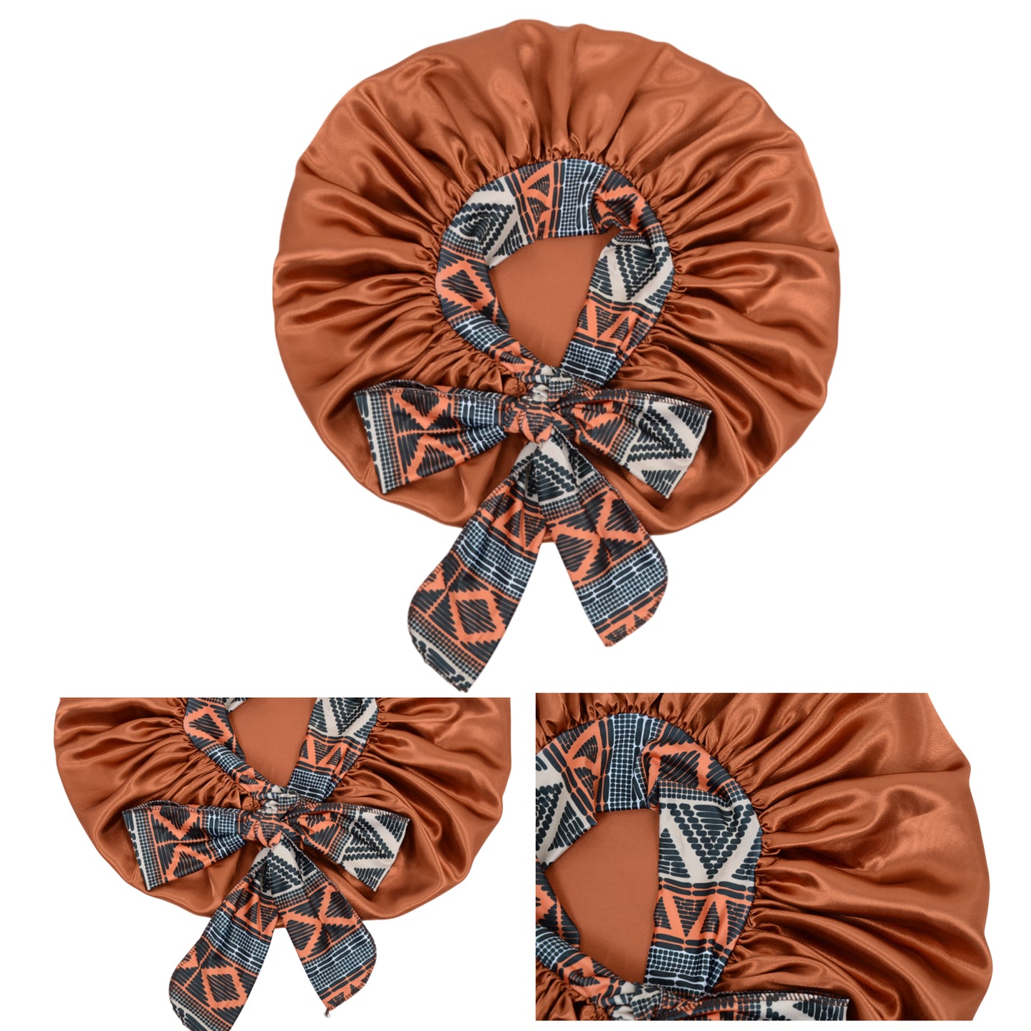 Women Silk Bonnet for Sleeping Satin Lined Hair Bonnet with Floral Tie Band for Curly Hair Protection