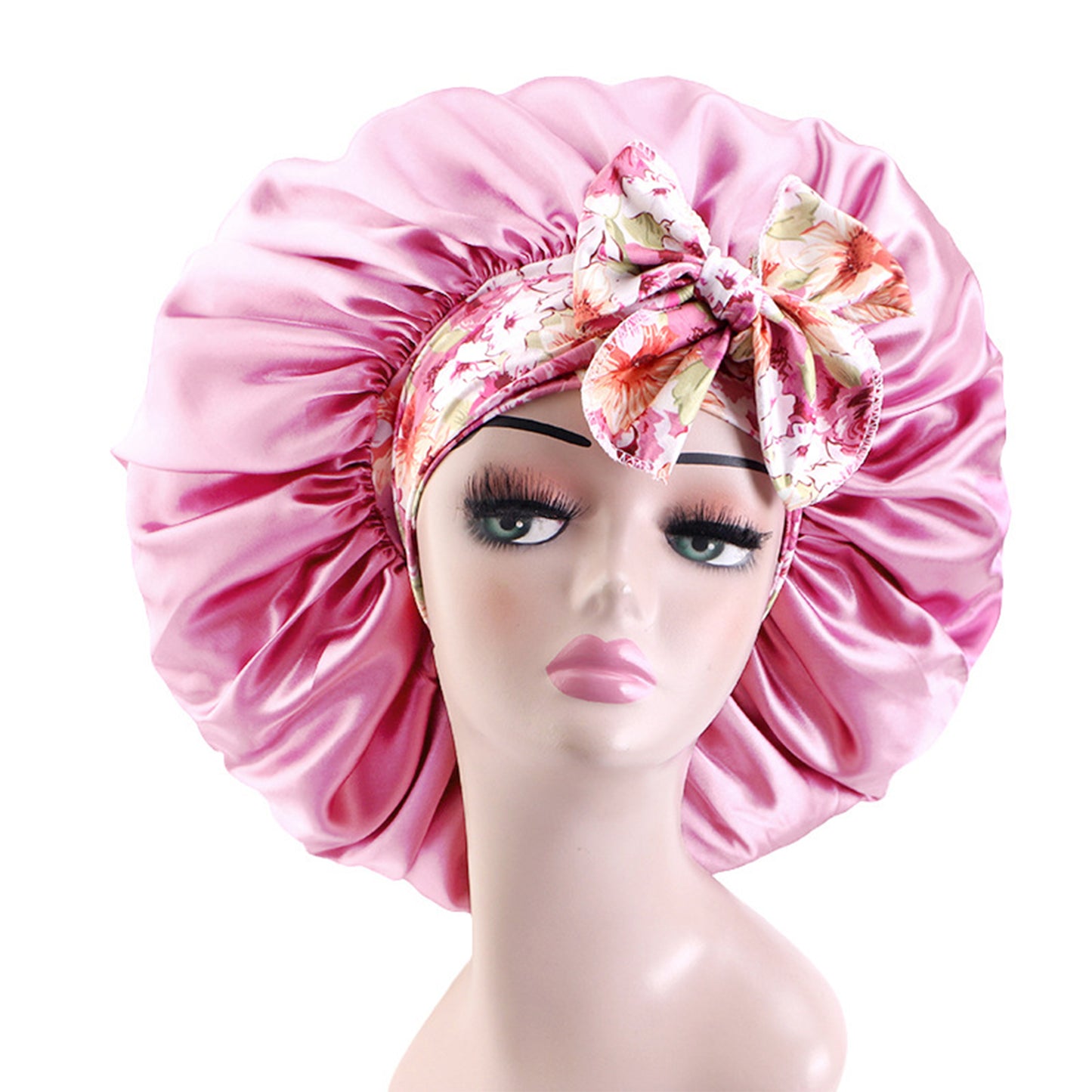 Women Silk Bonnet for Sleeping Satin Lined Hair Bonnet with Floral Tie Band for Curly Hair Protection