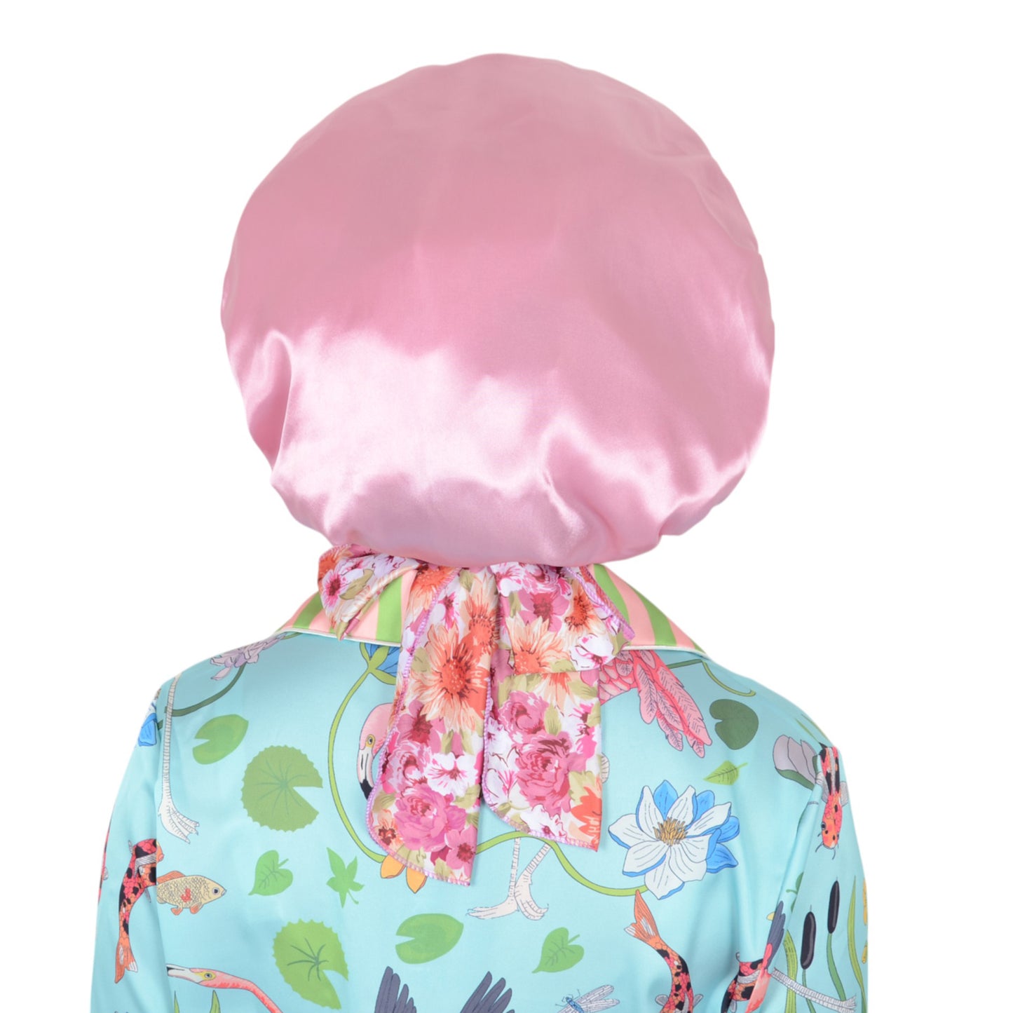 Women Silk Bonnet for Sleeping Satin Lined Hair Bonnet with Floral Tie Band for Curly Hair Protection